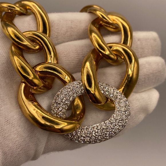 Vintage chunky chain with crystal link KJL 1980-86 - Picture 5 of 9